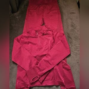 PINK Cranbury Long Sleeve Cropped Top with Leggings Activewear 2pc Set